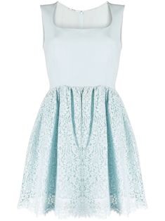 Miu Miu Pre-Owned Floral lace-panel Minidress - Farfetch Miu Miu Dress, Lace A Line Dress, Cinderella Dresses, Versace Outfit, Wedding Guest Looks, City Dress, Lace Blue Dress, Lace Panelled, Lace Applique