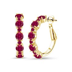 PRICES MAY VARY. Exquisite Red Created Ruby Gemstones: These hoop earrings feature stunning round-cut red created ruby gemstones with sizes of 4mm and 1.9mm. The vibrant red color of the rubies adds a pop of color and elegance to the earrings. Gemstone Birthstone Significance: Red created ruby is often associated with July birthstone, symbolizing passion, love, and courage. These earrings can be a meaningful gift for those born in July or anyone who appreciates the beauty and symbolism of red ru Red Round Hoop Earrings Fine Jewelry, Red Hoop Jewelry For Formal Occasions, Red Hoop Jewelry For Anniversary, Red Hoop Fine Jewelry, Red Lab-created Ruby Earrings, Fine Jewelry Red Hoop Earrings, Red Ruby Hoop Earrings, Red Gemstone Hoop Earrings, Diamond Hoop Earrings