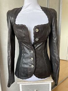 ALAIA Gorgeous Leather Corset Bustier Jacket. Vintage. Size 38. Rare model.  | eBay 1940s New York Fashion, Blaxploitation Fashion, Vintage Archive Fashion, Cool Leather Jackets, Leather On Leather Outfit, Corset Leather Jacket, Long Leather Jacket Outfit, Alaia Vintage, Vintage Clothes Aesthetic