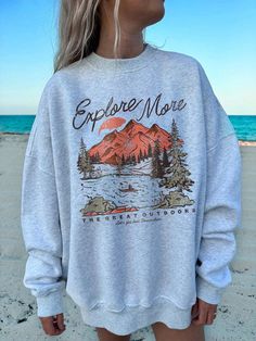 Gris Claro Casual Collar manga larga Tela tejida Gráfico,Letras,Plantas Pullovers Embellished Elástico Ligero Mountain Tree, Punk Woman, Stand Collar Top, Thermal Hoodie, Ankle Socks Women, Women Sweatshirts, Tree Pattern, Casual Athletic, Womens Loungewear