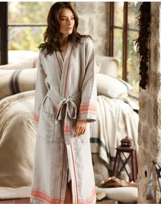 %80 linen and %20 Turkish Cotton luxury super soft Bathrobe. 2 colors option;  -black lines on ivory fabric -tobacco lines on ivory fabric It is unisex kimono robe. Lightweight, great for your travels. Generous and breathable fabric covers all your body. if you are looking for amazing soft and ultra absorbent robe this is a perfect one.   Oeko tex certified-no harmful substances, veggie dyes. Made in Turkey You may order luxurious gift boxes together with your purchases for your loved ones. The link for a beautiful gift box is below; https://www.etsy.com/listing/916109929/luxurious-gift-boxes?ref=shop_home_active_1&frs=1New year gift Linen Bathrobe, Robe Women, Linen Kimono, Linen Robe, Bathrobe Men, Dressing Gowns, Hammam Towels, Bath Linens, Linen Throw