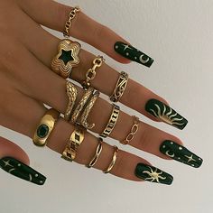 Witchy Nails, Prom Nails, Dope Nails, Gold Nails