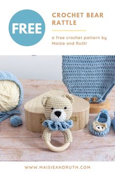 Crochet Bear Animal Rattle / Teether Easy Crochet Baby Patterns, Bear Hat Pattern, Teether Pattern, Pattern Teddy Bear, Crochet Nursery Decor, Crochet Nursery, Crochet Teddy Bear Pattern, Crochet Dolls Free Patterns, Easy Crochet Baby