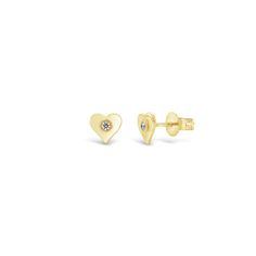 Gold Heart Stud Earrings with Diamond Centers - Nuha Jewelers Gold Heart Stud Earrings, Gold Heart Studs, Diamond Heart Pendant Necklace, Daisy Studs, Daisy Necklace, Heart Necklace Diamond, Heart Stud Earrings, Star Earrings Stud, Simple Chic