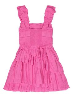 Sea Cole Smocked Ramie Dress - Farfetch Casual Pink Tiered Dress With Ruffled Straps, Pink Tiered Sundress With Ruffle Hem, Summer Pink Tiered Dress With Ruffles, Pink Sundress With Ruffles And Square Neck, Chic Pink Smocked Day Dress, Pink Dresses With Smocked Bodice And Ruffled Straps, Pink Dresses With Smocked Bodice And Tiered Skirt, Summer Smocked Tiered Dress, Pink Smocked Dress With Ruffle Hem For Daywear