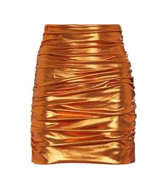 Dolce & Gabbana's opulent flair translates into this this modern orange mini skirt. Made in Italy with a silk-blend lining, it has a sensual silhouette defined by romantic ruching and a vibrant metallic finish. | Dolce & Gabbana Ruched metallic mini skirt Orange Mini Skirt, Metallic Mini Skirt, Metallic Pleated Skirt, Leather Pleated Skirt, Micro Skirt, Faux Leather Mini Skirt, Tennis Skirts, Micro Mini Skirt, Shop Till You Drop