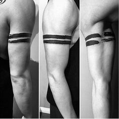 three pictures of the same person's legs with black and white stripes on them