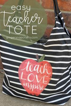 an easy teacher tote bag with the words teach love inspire on it