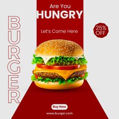 an advertisement for burger king featuring a hamburger with let's come here