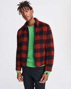 Garage Zip Blouson Jacket for Men in Buffalo Plaid | rag & bone Casual Plaid Wool Outerwear, Urban Plaid Long Sleeve Outerwear, Urban Plaid Outerwear For Fall, Buffalo Plaid Jacket, Corduroy Top, Check Jacket, Mens Sherpa, Superdry Mens, Checked Jacket