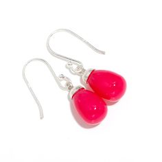 Natural Hot Pink Chalcedony Earrings, 925 Sterling Silver Boho Jewelry, Teardrop Dangle Earrings, Dainty Crystal Earrings, Christmas Jewelry Earring Details:- Material   -               925 Sterling Silver Stone Name -         100% Natural Hot Pink Chalcedony Earrings Size   -     13X9 inches Earring Weight -    4 Gm. Stamp -                   925 Important Information ------Our Goal is 100% Customer Satisfaction "Shipping Handling Time: We Take no handling time, We ship to Worldwide, Please mak Classic Pink Drop Jewelry, Sterling Silver Teardrop Earrings For Gift, Pink Sterling Silver Briolette Earrings, Pink Briolette Sterling Silver Earrings, Sterling Silver Teardrop Earrings With Lever Back For Gifts, Sterling Silver Briolette Earrings For Party, Gift Sterling Silver Teardrop Earrings With Lever Back, Hypoallergenic Sterling Silver Drop Earrings As Gift, Hypoallergenic Sterling Silver Drop Gift