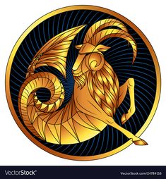 the zodiac sign for capricorn is depicted in gold and black on a white background