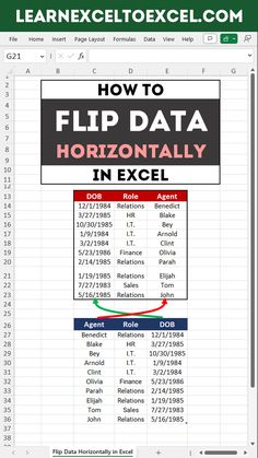 How to flip data horizontally in Excel using the formula Excel Videos, Excel Learning, Excel Shortcuts Cheat Sheets, Business Writing Skills, Excel For Beginners, Computer Science Programming, Excel Sheet, Data Science Learning