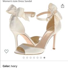 These Ivory Kate Spade Shoes Are Size 9.5- Never Worn. They Were Stored In The Box With Foam And Tissues Paper To Preserve Shape And Color As Best As Possible. There Is Minor Fraying And Creasing In Some Spots (You May Ask For Additional Pics), As Well As A Stain On The Satin Bag They Come With. Also Included Are Plastic Grips That Fit On The Bottom Of The Heels. Ivory Heels, Satin Bags, Kate Spade Shoes, Elegant Woman, Wedding Shoes, Pretty Dresses, Shoes Women Heels, Kate Spade, Shoes Heels