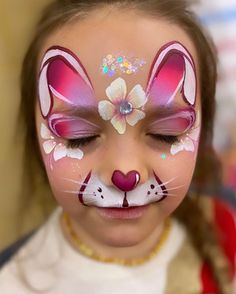 Easter Bunny Face Paint Easy, Kids Easter Face Paint, Face Paint Easter Designs, Easter Facepainting Ideas Easy, Spring Face Paint Ideas, Easter Egg Face Paint, Face Painting Bunny, Face Paint Bunny, Easter Face Painting Ideas