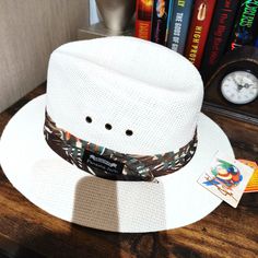 New With Tag . Smoke Free Home Casual White Flat Brim Fedora, White Casual Panama Hat For Outdoor, Casual White Panama Hat For Outdoor, White Casual Fedora For Outdoor, Casual White Brimmed Fedora, Casual Vacation Hat With Flat Bill, Casual White Fedora For Outdoor, Casual Flat Bill Hats For Vacation, Casual Panama Hat With Flat Bill For Travel