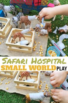 children playing with safari hospital small world play