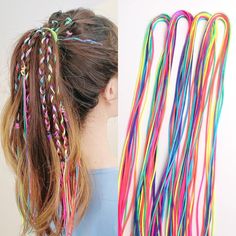 PRICES MAY VARY. 🌵【What You Can Get】You will get 32 Pcs Colorful hair braid accessories with beautiful packaging.Each string is about 90cm/36inches in length. 🌵【Good Quality】The hair string is made of high-quality material, It is safe and durable. Suitable for thick hair or fine hair, easy to wear, will not hurt the hair. 🌵【DIY】You can use this rainbow hair tie to create beautiful hairstyles, and then attend theme shows or parties, It will make you look more attractive and special. 🌵【Easy to Hair Wrap String, String Hair Wraps, Diy Ponytail, Hair Accessories Braids, Braid Accessories, Hair Tie Accessories, Rope Hair, Hair Ribbons, Braid Hair