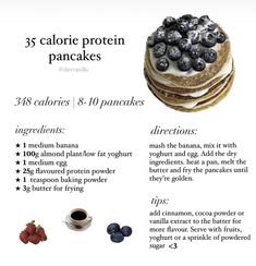 a recipe for pancakes with blueberries and raspberries on top