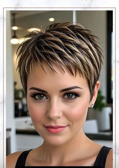 Short Spiky Haircuts, Short Hair Back, Short Hair Highlights, Short Spiked Hair, Short Sassy Haircuts, Sassy Haircuts, Short Spiky Hairstyles, Chic Short Hair, Short Silver Hair