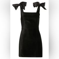 Fabric: Mid-Weight Stretch Velvet Satin Bows At Shoulder Hook-And-Eye And Exposed Zip At Back Shell: 97% Polyester/3% Elastane Trim: 100% Polyester Lined Lining: 94% Polyester/6% Elastane Dry Clean Imported, Vietnam Style #Alice46560 Ideal For Special Occasions, This Alice + Olivia Black Mini Dress Is Crafted From Unembellished Black Velvet And Accented With A Pair Of Charming Bows At The Shoulders. To Complete Your Outfit, Just Add Tonal Heels. Black Square Neck Dress With Tie Back, Sleeveless Tie Back Dress For Black-tie Events, Fitted Mini Length Dress For Black-tie Events, Chic Mini Dress For Black-tie Events, Black Tie-back Dresses For Black-tie Events, Black Dresses For Black-tie Events With Tie Back, Silk Sleeveless Dress For Black-tie Events, Sleeveless Silk Dress For Black-tie Events, Black Mini Dress For Black-tie Events