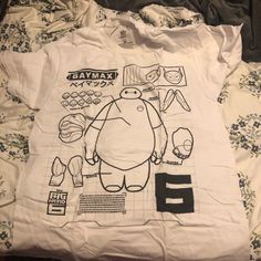 Cute Baymax T-Shirt! Never Worn. Baymax Shirt Design, Baymax Shirt, Disney Tops, Baymax, Big Hero 6, Big Hero, Top Tee, Checks, Colorful Shirts