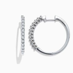 Effy 925 Sterling Silver Diamond Hoop Earrings, 0.24 TCW Cuff Jewelry, Diamond Hoop Earrings, Silver Diamonds, Diamond Bracelet, Round Diamonds, Metallic Silver, Silver Bracelet, Cuff, Hoop Earrings