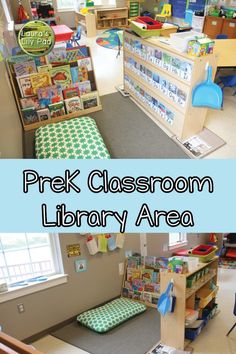 this classroom is filled with books and toys