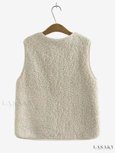 Lasaky - Womens Sleeveless Vest with Button Front and Pockets, Elegant and Versatile Casual Sleeveless Sweater Vest With Button Closure, Sleeveless Beige Vest With Buttons, Beige Sleeveless Vest With Buttons, Solid Sleeveless Tank Top With Button Closure, Sleeveless Tops With Button Closure For Fall, Casual Beige Vest With Button Closure, Casual Beige Vest With Buttons, Beige Casual Vest With Buttons, Fall Sleeveless Tank Top With Button Closure