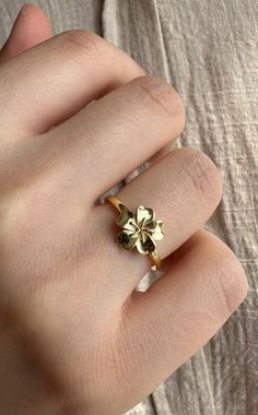 Genuine Gold Flower Ring, Gold Leaf Ring, 14k Solid Gold Ring, Minimalist Gif For Her, Delicate Gift For Mothers Day Leaf Design Ring, 14k Gold Birth Flower Promise Ring, 14k Rose Gold Flower Ring With Birth Flower, Dainty Flower Ring With Charm For Promise, Yellow Gold Flower-shaped Promise Rings, Dainty Yellow Gold Rings With Birth Flower, Delicate Stackable Yellow Gold Flower Ring, Gold Flower Ring For Promise, Delicate Yellow Gold Stackable Flower Ring