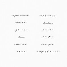 the words are written in cursive writing on white paper