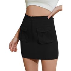 Material：Women high waist mini skirt is made of 60% Polyester, 40% Terylene. The fabric is skin-friendly, very soft and comfortable, suitable for all day wear. Feature: High waist,two side pockets,button closure,bodycon style. The mini cargo skirts are made of stretchy fabric to hug your curves and provide extra comfort. Occasions: Cargo mini skirts are suitable for casual daily wear or outdoor activities, streetswear, clubs, dates, parties, bars, beach, park, picnic, hiking, camping, exploring, Trendy Solid Color Mini Skort, Chic Solid Color Mini Skort, Trendy Solid Color Mini Skirt For Work, Trendy High-waist Cargo Skirt, Solid Color Mini Skort, Trendy Solid Color Mini Skirt, High Waist Solid Color Mini Skirt For Work, High-waist Solid Mini Skirt For Work, High Waist Mini Skirt With Pockets