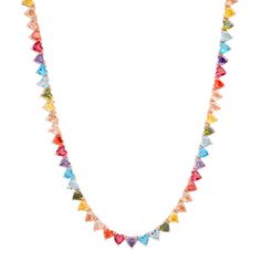 TAI JEWELRY Necklace Heart Shaped Rainbow Tennis Necklace Multicolor Party Necklaces For Valentine's Day, Multicolor Jewelry For Valentine's Day Party, Valentine's Day Party Multicolor Jewelry, Multicolor Heart Charm Necklace For Party, Multicolor Heart Pendant Jewelry For Parties, Multicolor Heart Beads Jewelry For Party, Multicolor Heart Cut Jewelry For Valentine's Day, Multicolor Heart Pendant Jewelry For Gift, Multicolor Heart Pendant Necklace For Valentine's Day