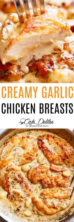 Creamy Garlic Chicken Breasts - Cafe Delites Creamy Garlic Chicken Breast, Chicken Receipes, Cafe Delites, Breast Recipe