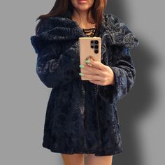 Beautiful Hooded Faux Fur Coat From Iman Luxury Chic Collection Perfect For Any Occasion Color Dark Blue Brand New With Tags Hooded Faux Fur Outerwear For Fall, Winter Long Sleeve Faux Fur Hooded Jacket, Blue Fur Coat With Faux Fur Lining For Fall, Faux Fur Hooded Jacket For Fall, Fall Faux Fur Hooded Jacket With Long Sleeves, Blue Long Sleeve Fur Coat For Spring, Spring Blue Long Sleeve Fur Coat, Blue Winter Outerwear With Faux Fur Lining, Blue Winter Outerwear With Faux Fur Trim