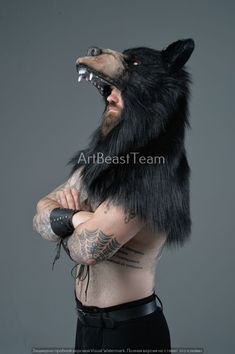 Bear Headdress, Wolf Tail, Bear Mask, Glass Transparent, Bear Costume, Bear Bear, Bear Head, Bear Hat, Costume Mask