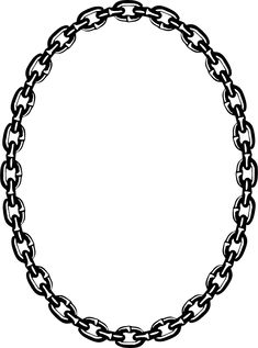 a black and white circular frame with chains on the sides, in an oval shape