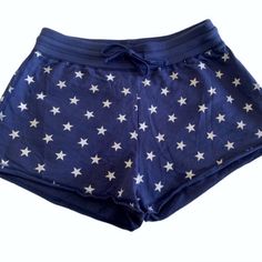 Nwot Modern Lux By Jerry Leigh Drawstring Shorts In Navy Blue And White Stars In Size Xl. Dimensions: 3” Inseam, Waist 15” Plus Drawstring. Excellent Condition And Cotton Comfortable, These Have Never Been Worn Or Washed. Patriotic Design, The Edges Are Raw Distressed For A Seasoned Worn Look. Trendy Blue Shorts With Star Print, Y2k Blue Mid-rise Shorts, Blue Short Sleep Bottoms, Blue Cotton Y2k Shorts, Blue Star Print Shorts, Usa Shorts, White Stars, Compression Pants, Gym Shorts