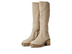 DV Dolce Vita Mya - Women's Shoes : Ivory : Give your fun day-out look a fancy upgrade by wearing the DV by Dolce Vita Mya boots. Knee-high boots featuring man-made upper. Man-made lining and insole. Zippered side closure. Almond toe silhouette. Side pull tabs for easy on and off. Stacked block heel. Durable man-made lug outsole. Imported. Measurements: Heel Height: 2 1 2 in Weight: 1 lb 7 oz Shaft: 16 1 4 in Platform Height: 1 in Product measurements were taken using size 9, width M. Please not Casual Knee-high Boots With Lug Sole For Winter, Casual Winter Knee-high Boots With Lug Sole, Casual Knee-high Boots With Lug Sole, Casual Knee-high Boots With Reinforced Heel, Beige Boots With Reinforced Heel For Winter, Beige Winter Boots With Reinforced Heel, Casual Beige Wide Calf Boots, Boots Knee, High Boots