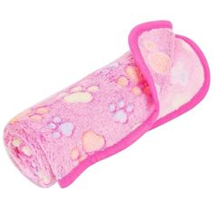 a pink slipper with paw prints on it