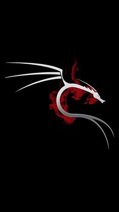 a black and red wallpaper with a white dragon on it's face in the dark