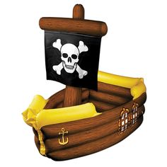 an inflatable pirate ship with a skull and crossbones