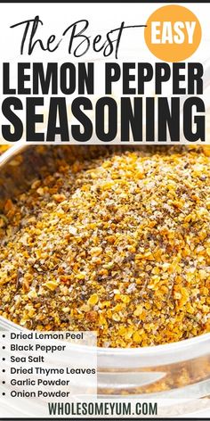 The Best Lemon Pepper Seasoning Recipe Lemon Pepper Seasoning Recipe, Chicken Seasoning Recipes, Homemade Dry Mixes, Dry Rub Recipes, Pepper Seasoning, Homemade Spice Mix, Spice Blends Recipes, Jo Cooks, Spice Mix Recipes