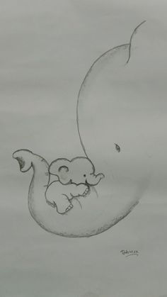 a drawing of an elephant and its baby