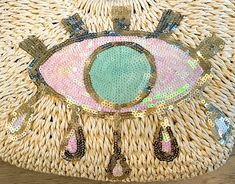 👁️💎✨ This is your perfect straw bag! Unique and glamorous, make a statement with your custom bag and instantly dress up any outfit and look stylish on vacation to the beach or lake! It is the perfect size to fit all of your essentials - phone, makeup, keys, wallet, etc. 💖 Size 15" wide on top, 11' wide on bottom x 10" length💖 Straw bag with circle top handles💖 Cream lining💖 Inside pocket💖 Full closure with drawstrings on both sides inside❣️❣️❣️ I do offer discounts for ordering in bulk - Gold Summer Beach Bag For Vacation, Gold Straw Bag For Summer, Gold Beach Bag For Summer Vacation, Gold Straw Bag For Summer Travel, Gold Summer Straw Bag For Vacation, Gold Straw Bag For Vacation - Summer Style, Gold Straw Bag For The Beach, Gold Straw Bag For Summer Vacation, Gold Straw Bag For Vacation