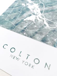 a close up of a map with the words collon new york on it