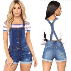 Denim Overalls Women, Short Denim Overalls, Jeans Romper, Strap Jeans, Suspender Jeans, Womens Denim Overalls, Denim Overall Shorts, Denim Short Jumpsuit, Summer Shorts Denim