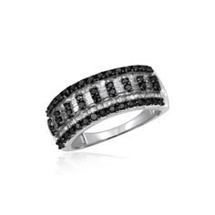 This 1 Carat Total Weight Black & White Diamond Ring in Sterling Silver is beautiful and elegant, just like you. There is no doubt youll want to show off the glittering black & white diamonds every chance you get! This sterling silver ring is designed with style in mind, and is sure to make you the center of attention, whichever one you choose. Add some extra sparkle to your lifeyou deserve to shine every day! Size: 7. Gender: female. Age Group: adult. Black White Diamond Ring, Diamond Ring For Women, Chic Rings, White Diamond Ring, Stylish Rings, Black Diamonds, Women Diamond, Baguette Cut, White Ring