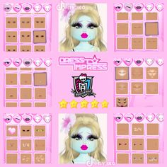 a pink background with many different types of makeup