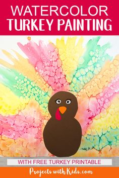 a turkey painting with free printable paper for kids